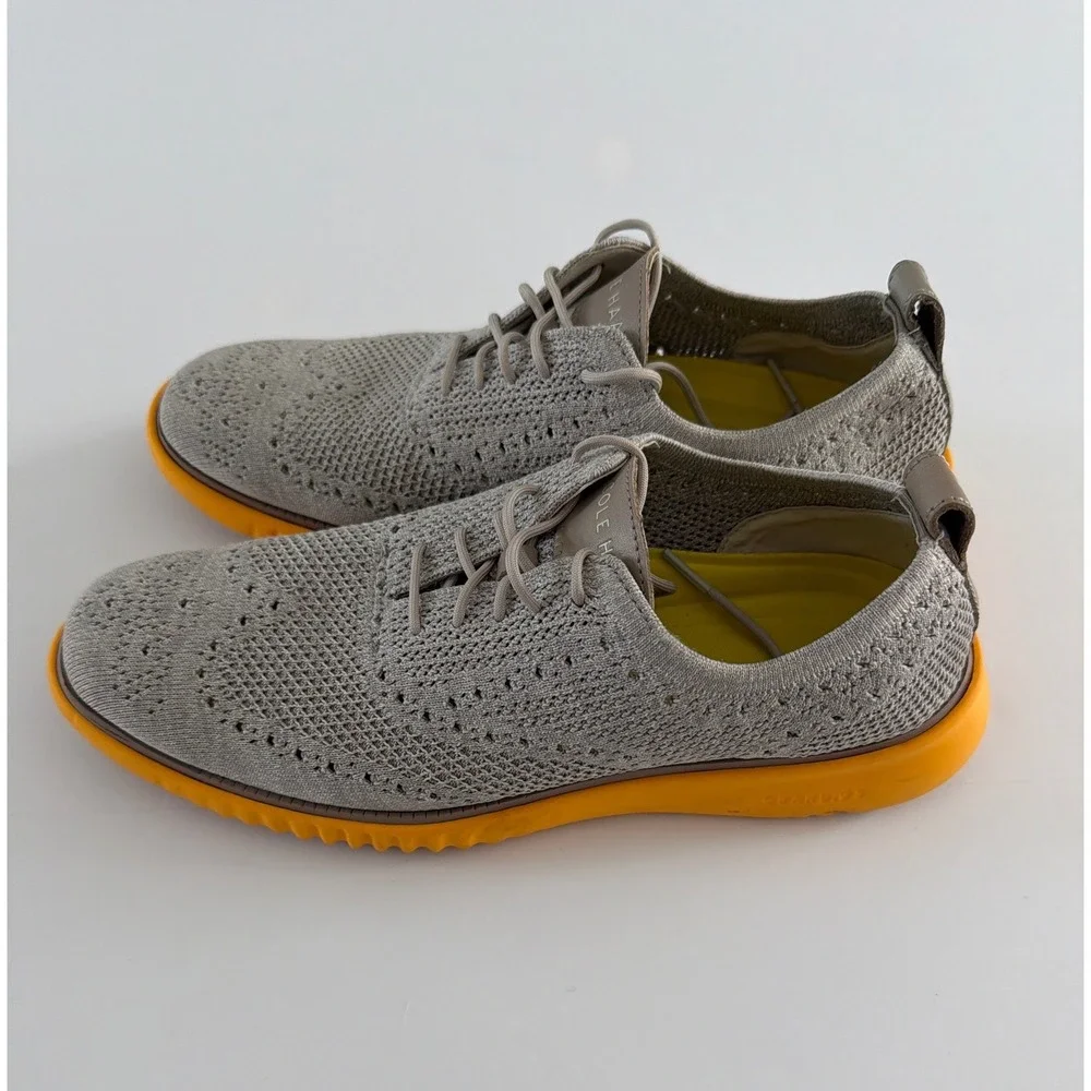Cole Haan Zerogrand Stitchlite Wingtip Oxford Grey Orange Mens 10M C37260